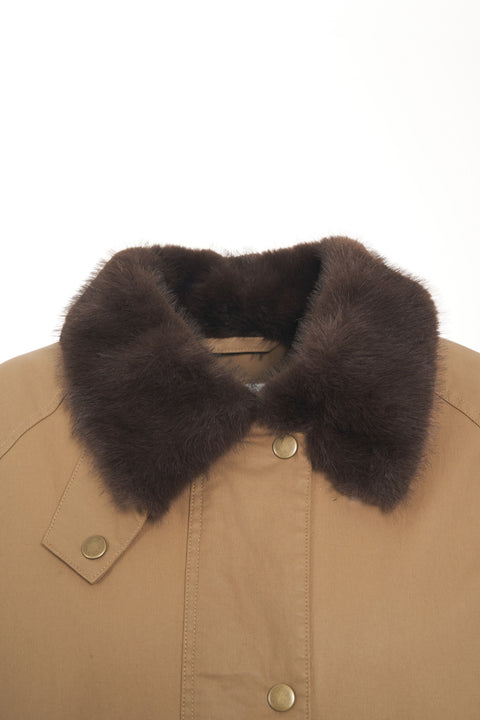 Coat with faux fur collar