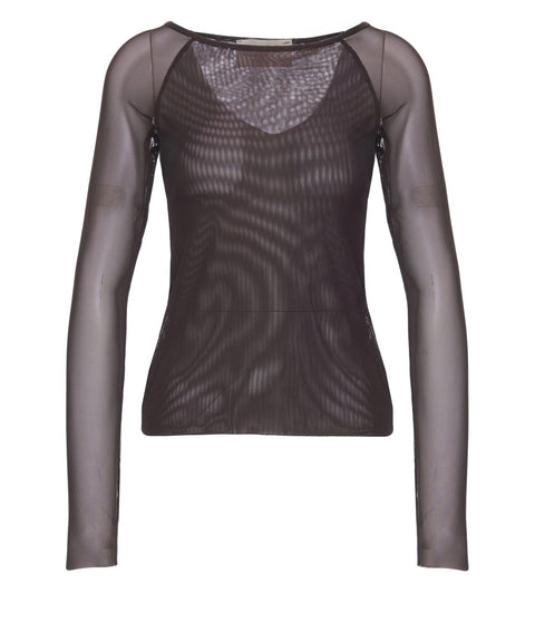 Maglia a maniche lunghe semitrasparente