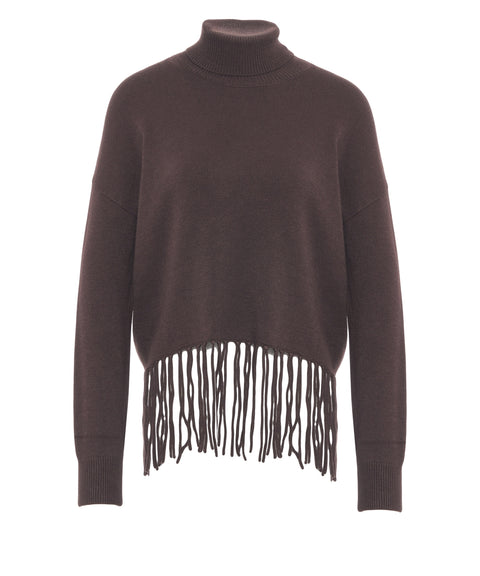 Rollkragenpullover mit Fransendetails