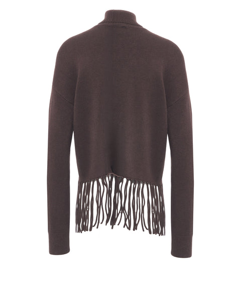 Rollkragenpullover mit Fransendetails
