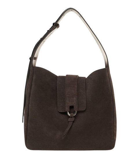 Borsa a spalla in pelle scamosciata