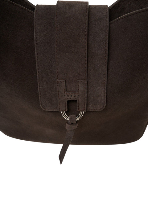 Borsa a spalla in pelle scamosciata