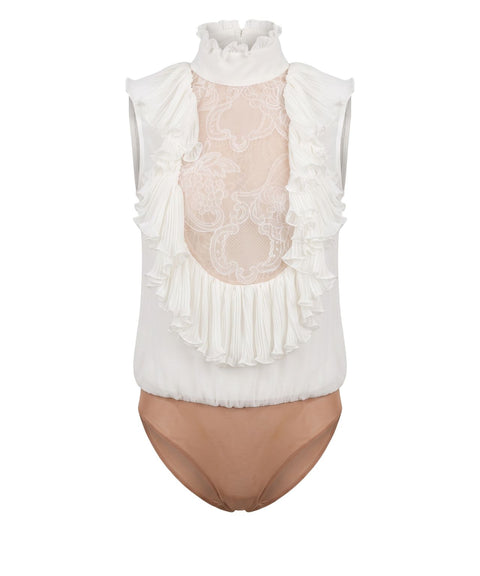 Body con collo alto e dettagli con volant
