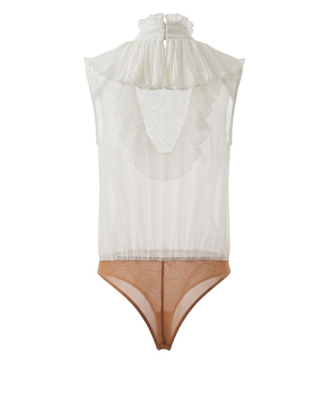 Body con collo alto e dettagli con volant