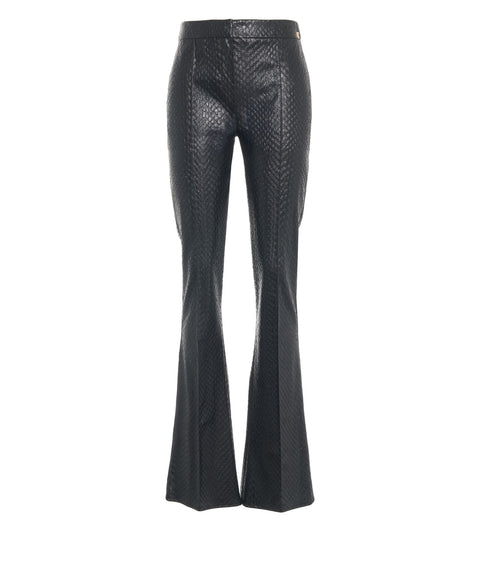 Flared pants with snake effect