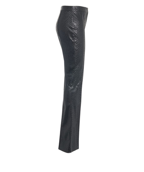 Flared pants with snake effect