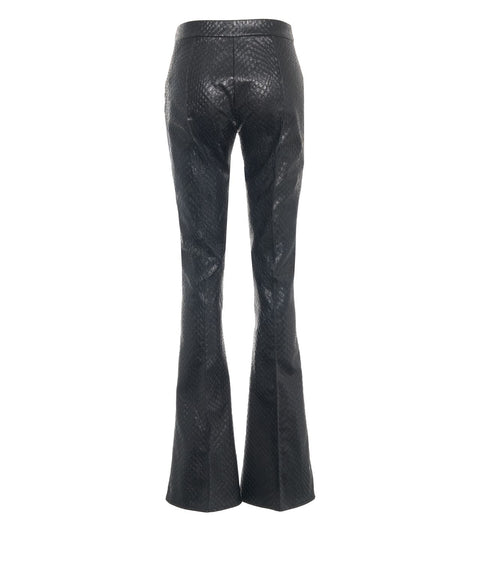 Flared pants with snake effect