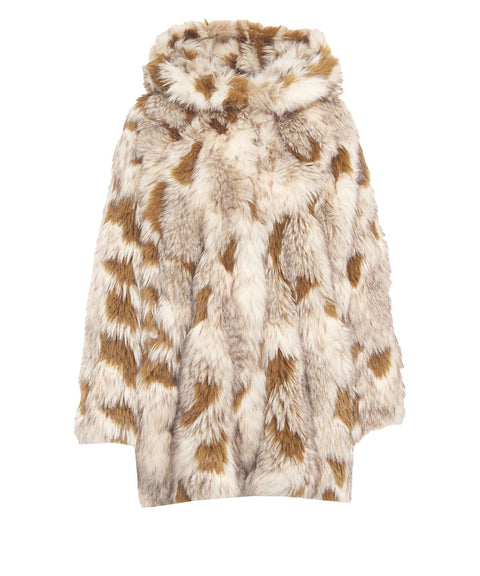 Cappotto in ecopelliccia con cappuccio