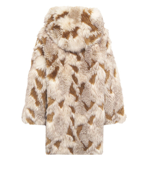 Cappotto in ecopelliccia con cappuccio