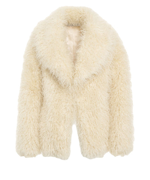 Faux fur jacket with shwal collar