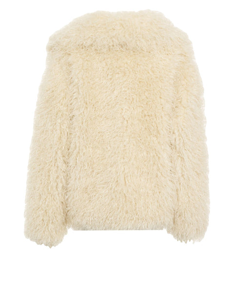 Faux fur jacket with shwal collar