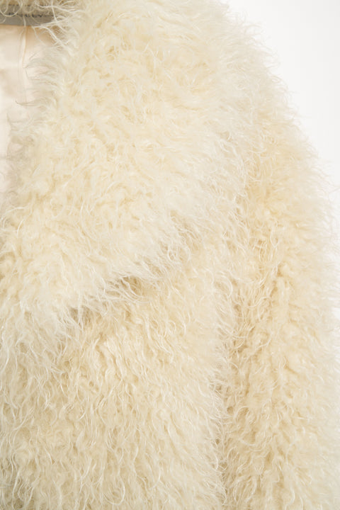 Faux fur jacket with shwal collar
