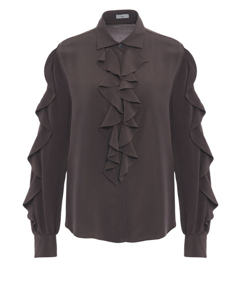 Bluse aus Seide mit Rüschendetails