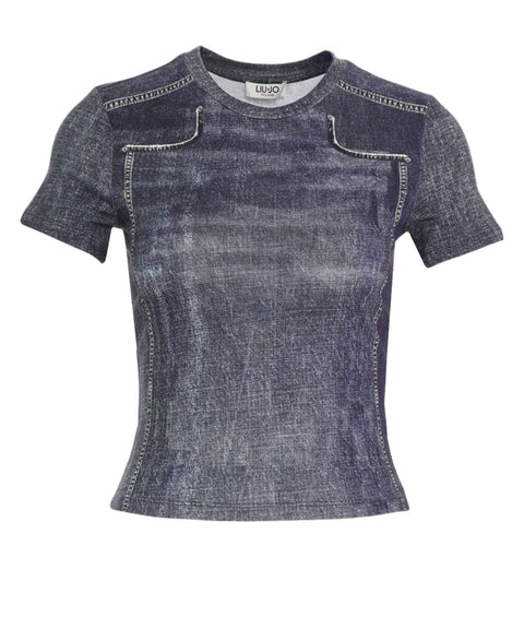 T-shirt effetto denim