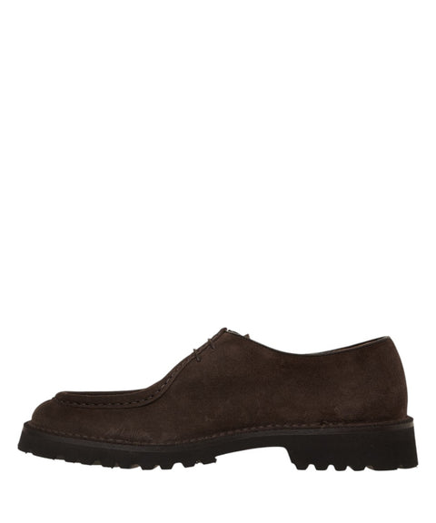 Scarpe stringate in pelle scamosciata