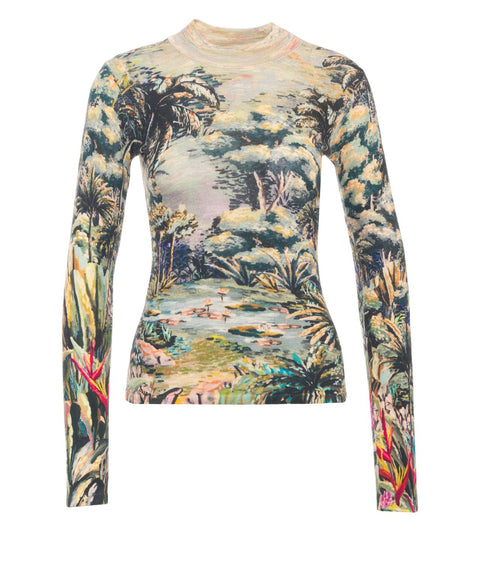 Long-sleeved t-shirt with floral print