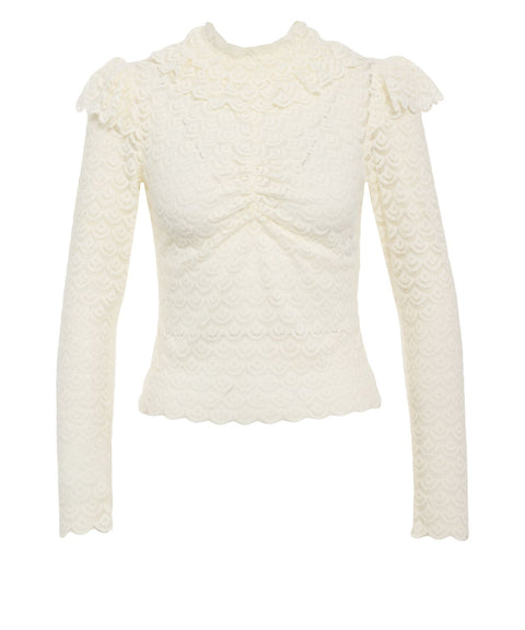 Top in pizzo con dettagli con ruches