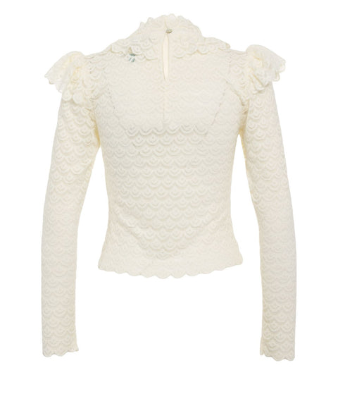 Top in pizzo con dettagli con ruches
