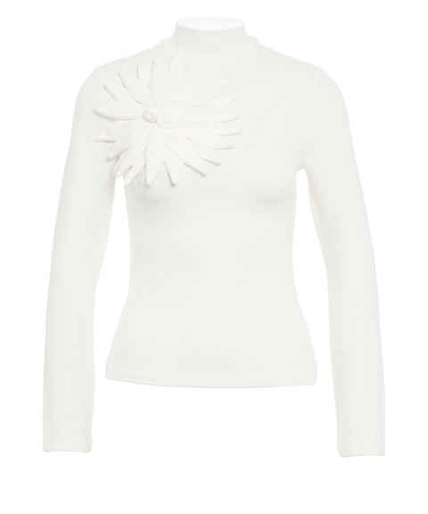 T-shirt a maniche lunghe con applicazione floreale