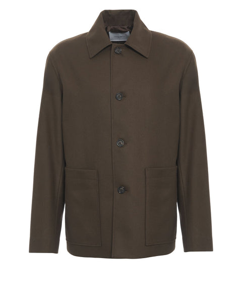 Wool jacket with patch pockets