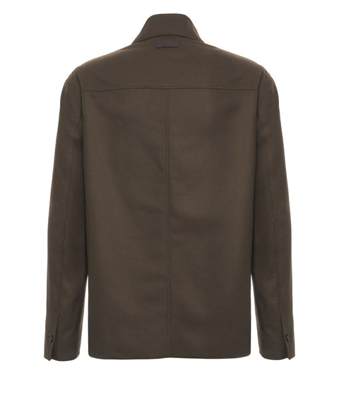 Wool jacket with patch pockets