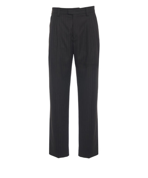 Pleated pinstripe trousers
