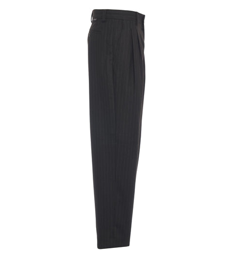 Pleated pinstripe trousers