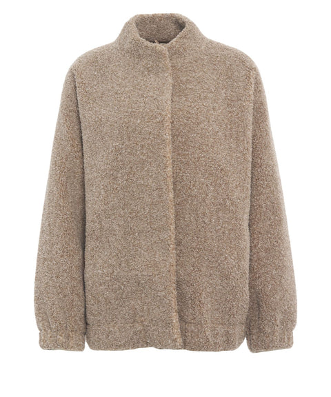 Teddy jacket with stand-up collar