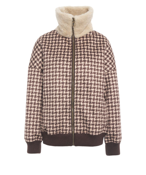 Bomber jacket with faux fur collar