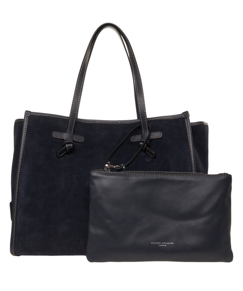 Borsa a mano in pelle scamosciata