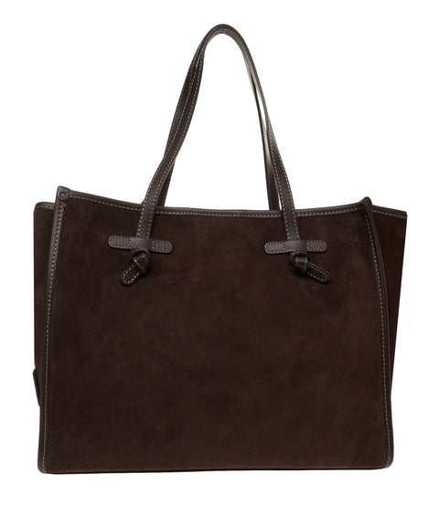 Borsa a mano in pelle scamosciata