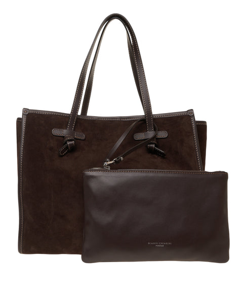Borsa a mano in pelle scamosciata