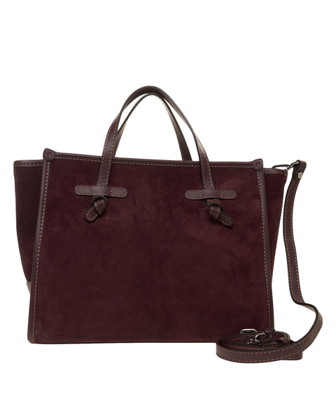 Borsa a mano in pelle scamosciata