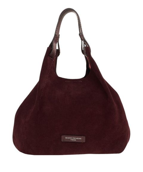 Borsa a mano in pelle scamosciata