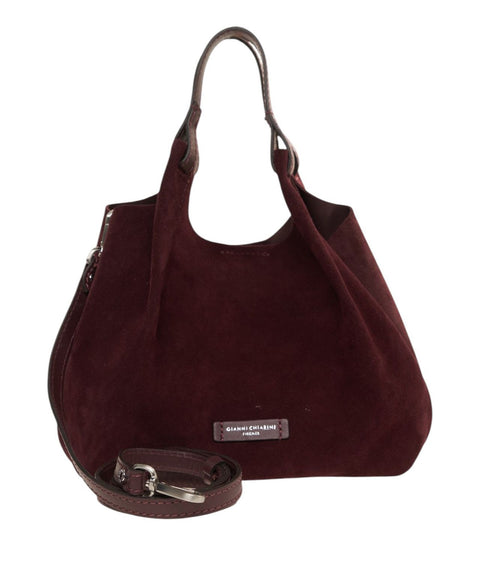 Borsa a mano in pelle scamosciata