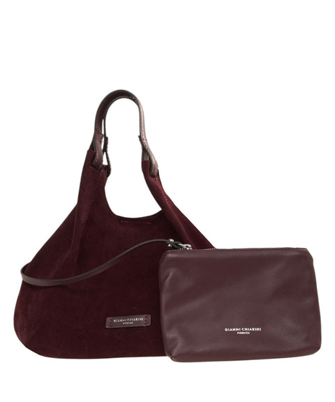 Borsa a mano in pelle scamosciata