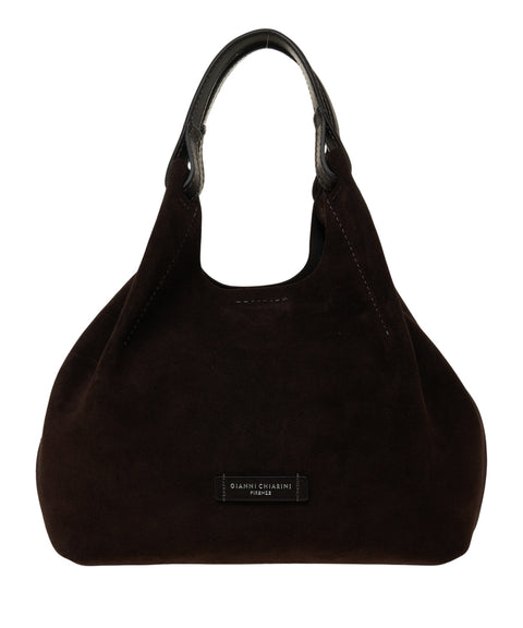 Borsa a mano in pelle scamosciata