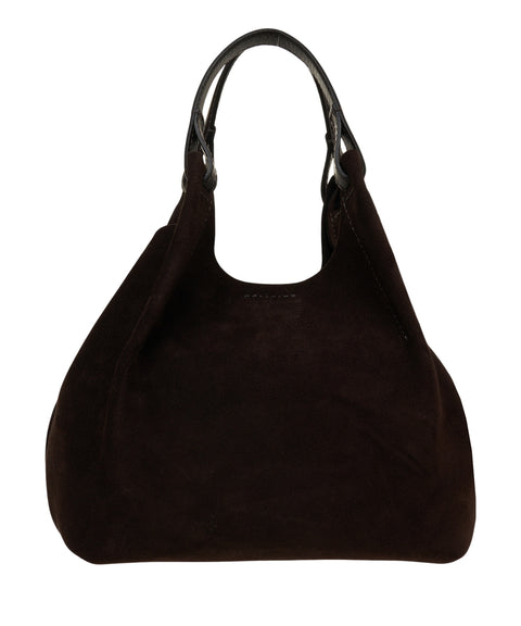 Borsa a mano in pelle scamosciata