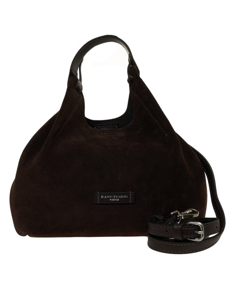 Borsa a mano in pelle scamosciata