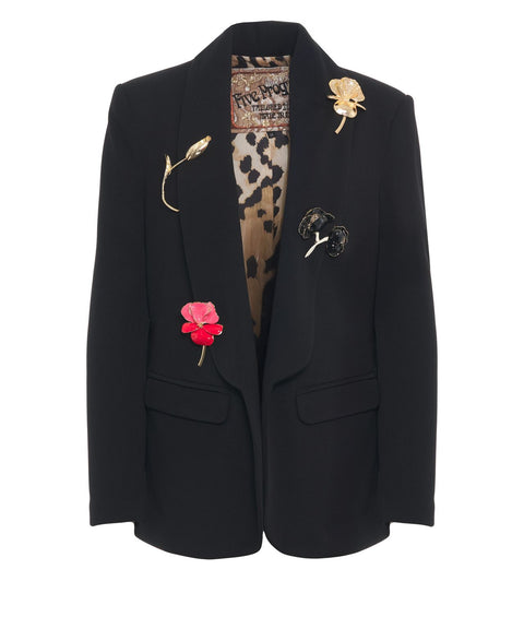 Blazer mit floralen Applikationen