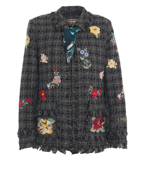 Jacke mit Blumen-Stickerei