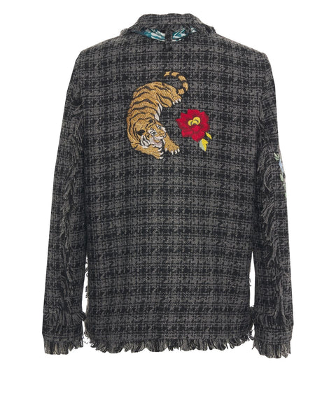Jacke mit Blumen-Stickerei