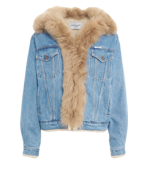 Giacca di jeans con pelliccia