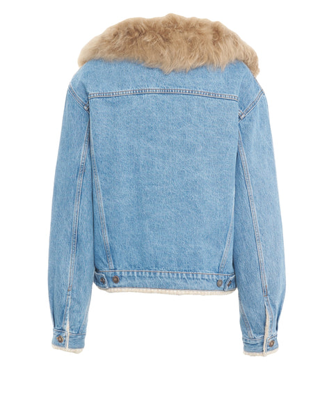 Giacca di jeans con pelliccia