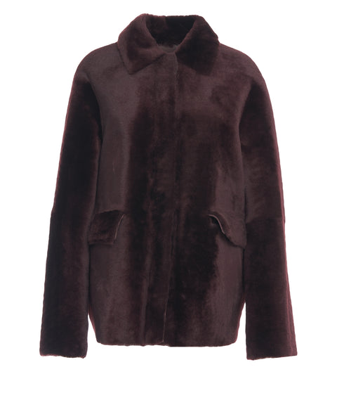 Shearling jacket with flap pockets