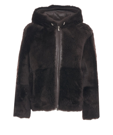 Shearling jacket in leather