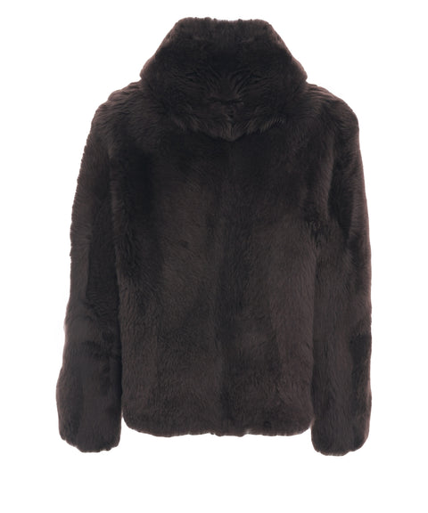 Shearling jacket in leather