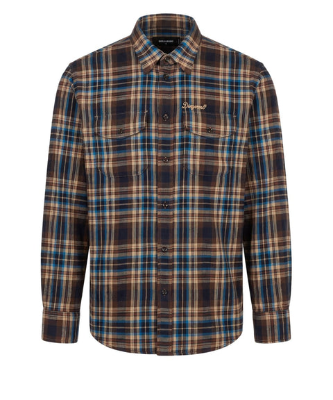 Camicia flanella con ricamo del logo