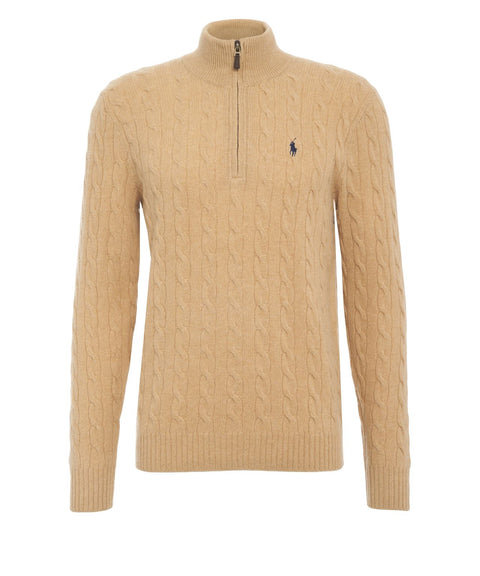 Knit sweater with logo embroidery