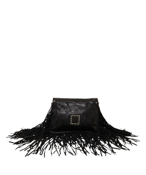 Schultertasche mit Fransendetails